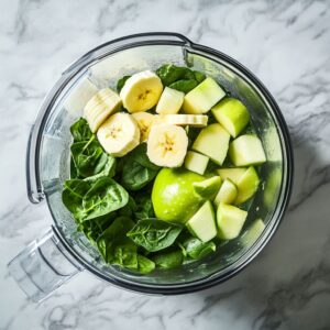 Ingredient for Green Goddess Smoothie in Mixer